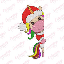 Peeking Unicorn Christmas Embroidery Design