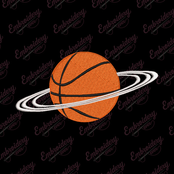 Basketball With Saturn Rings Embroidery Design