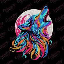 Colorful And Stylized Wolf Embroidery Design