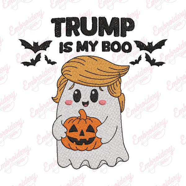 Trump Is My Boo Funny Halloween Embroidery Design