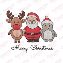 Santa Reindeer And Penguin Christmas Embroidery Design