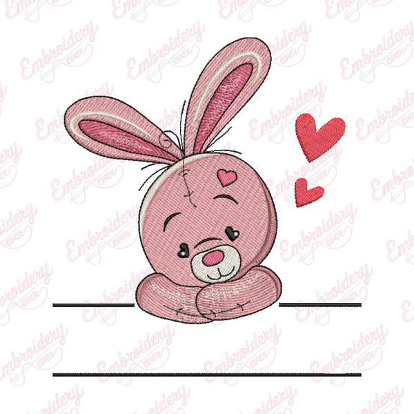 Cute Pink Bunny Embroidery Design