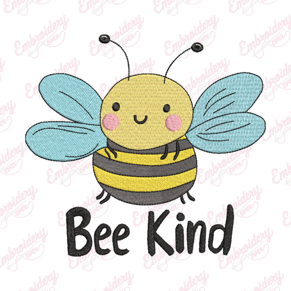 Bee Kind Cute Bee Embroidery Design