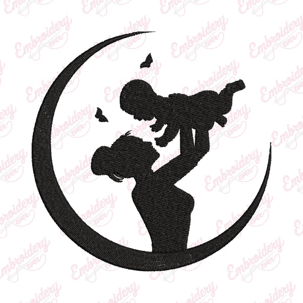Mom and Child Embroidery Design