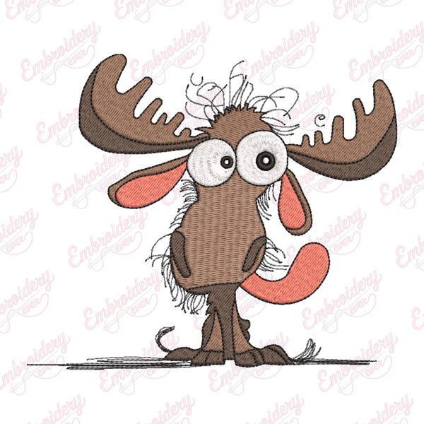 Funny Moose Embroidery Design