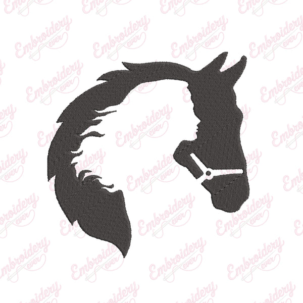 Horse With Young Lady Embroidery Design