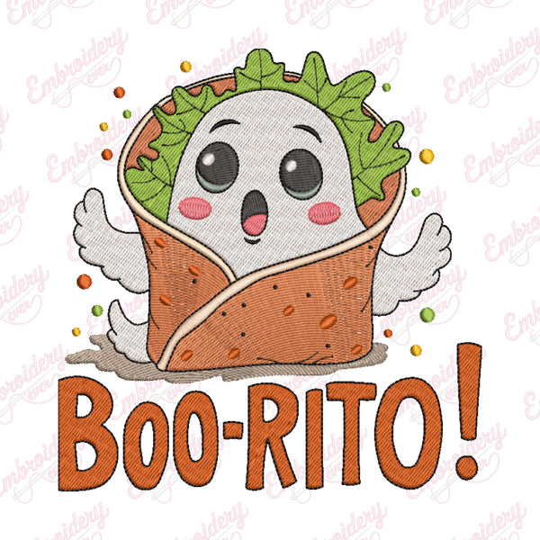 Halloween Boo-Rito The Spooky Snack Embroidery Design