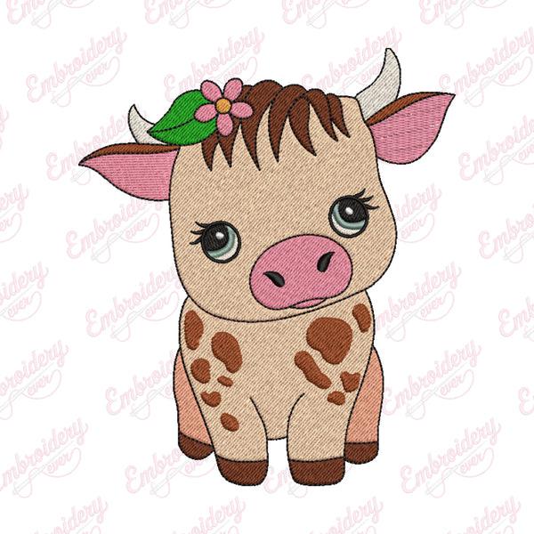 Cute Baby Cow Embroidery Design