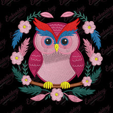 Flower Power Owl Embroidery Design