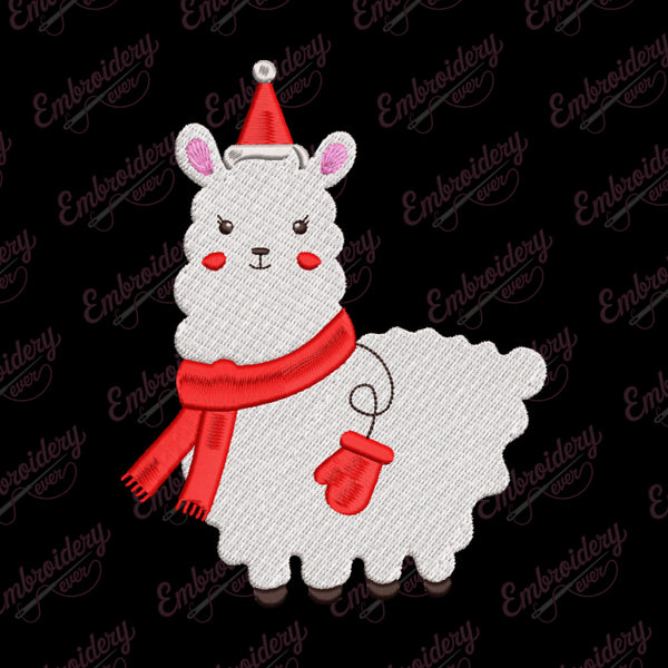 Christmas Llama Embroidery Design