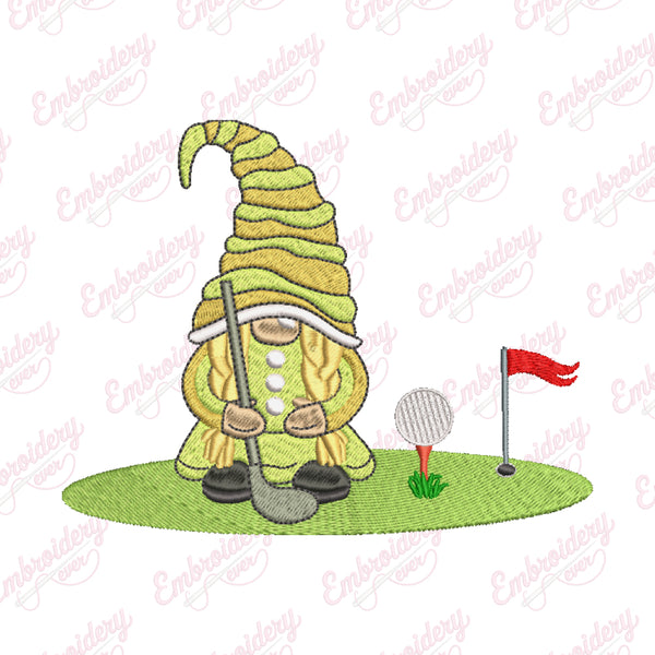 Golf Girl Gnome Embroidery Design