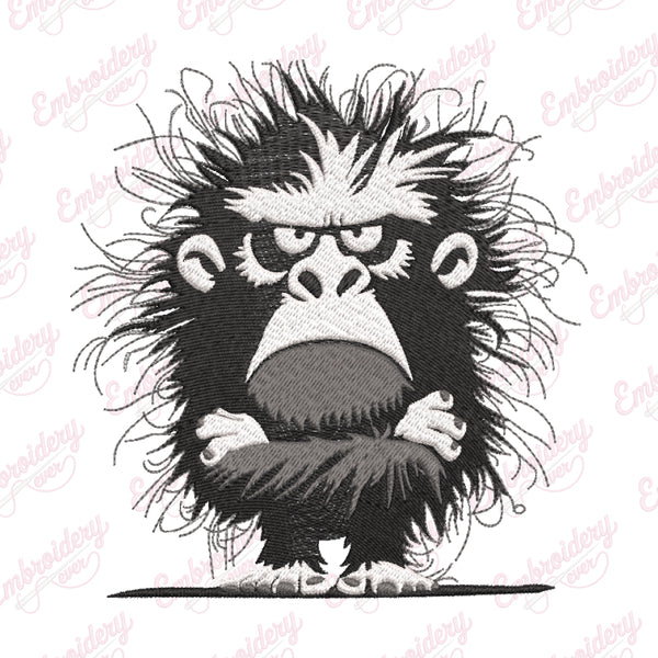 Grumpy Gorilla Embroidery Design