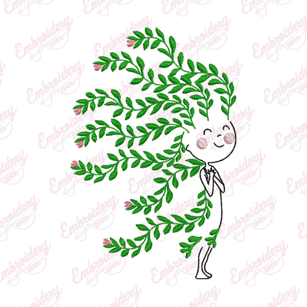 Tree Girl Embroidery Design