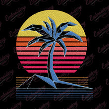Colorful Sunset Palm Tree Embroidery Design