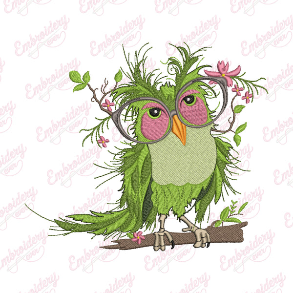Whimsical Bird With Glasses Embroidery Design