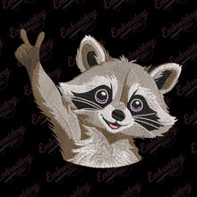 Peace Sign Raccoon Embroidery Design