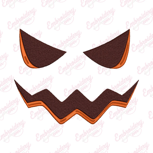 Scary Pumpkin Face Halloween Embroidery Design