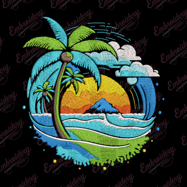 Summer Sunset Machine Embroidery Design