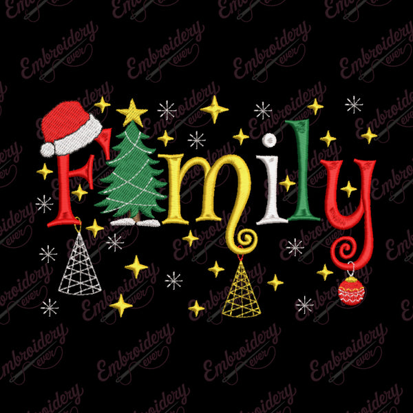 Family Christmas Spirit Embroidery Design