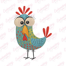 Funny Crazy Chicken Embroidery Design