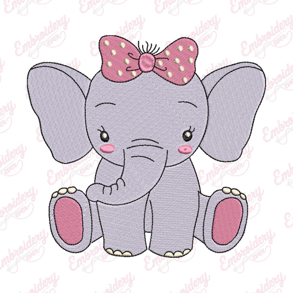 Cute Elephant Embroidery Design