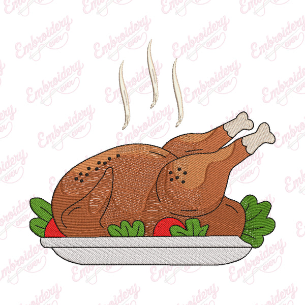 Thanksgiving Roasted Turkey Machine Embroidery Design