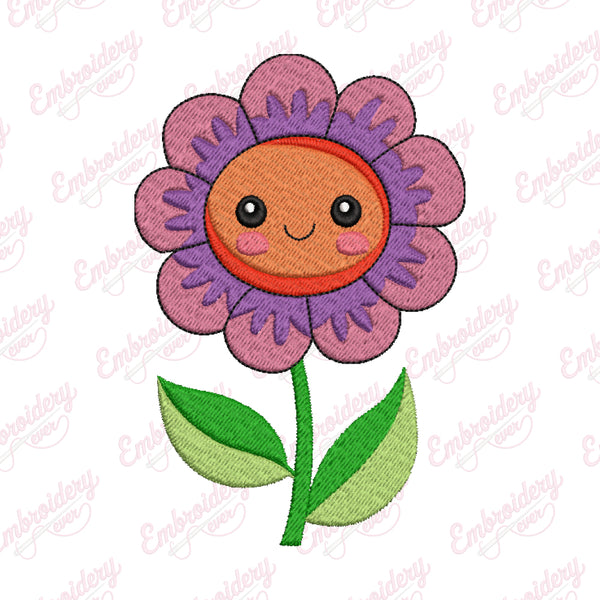 Happy Flower Embroidery Design