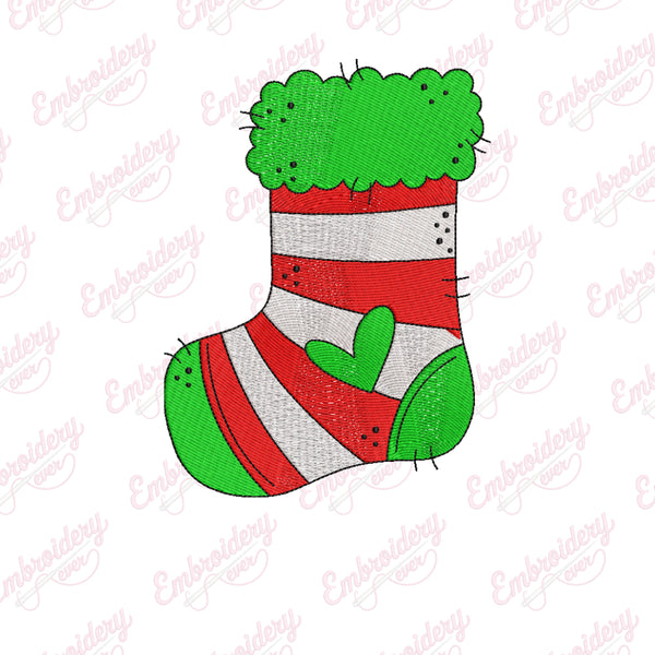 Merry Christmas Stocking Embroidery Design