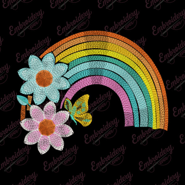 Boho Rainbow Embroidery Design