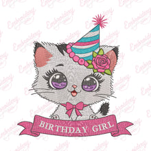 Birthday Girl Kitten Embroidery Design