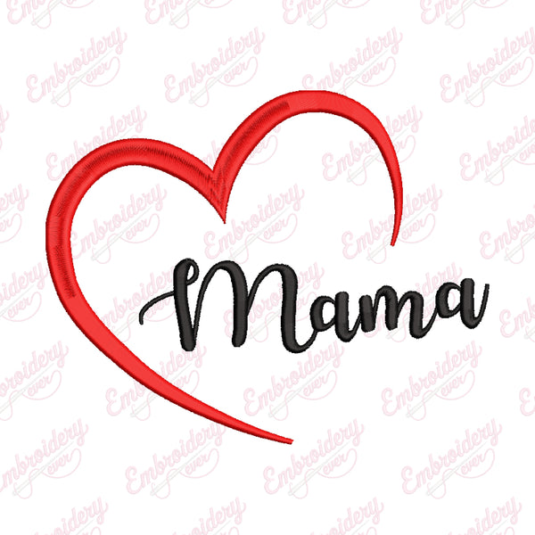 Mama Heart Embroidery Design