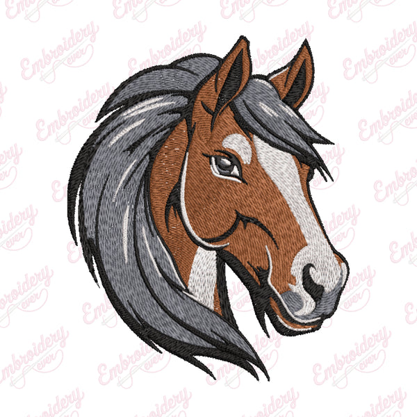 Cute Horse Head Embroidery Design