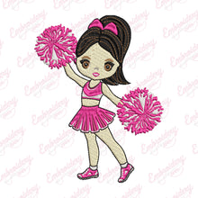 Cheerleader With Pom Pom Embroidery Design