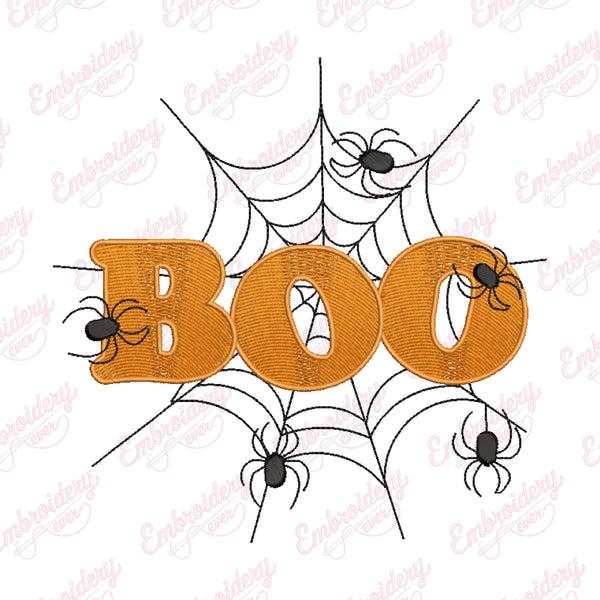 Boo Spider Halloween Embroidery Design