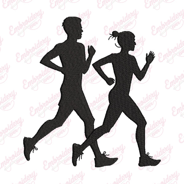 Man Woman Jogging Embroidery Design