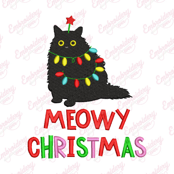 Meowy Christmas Cat Embroidery Design