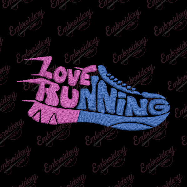 Love Running Embroidery Design