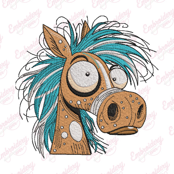 Funny Quirky Horse Embroidery Design