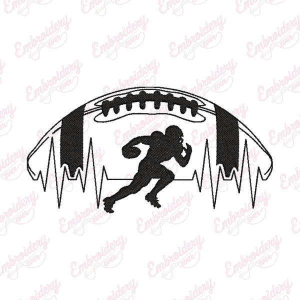 American Football Heartbeat Embroidery Design
