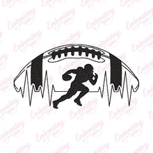 American Football Heartbeat Embroidery Design