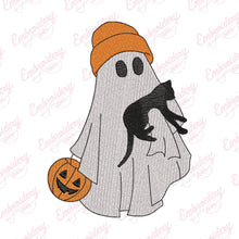 Ghost With Cat Halloween Embroidery Design