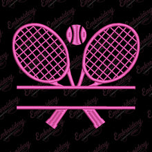 Crossed Tennis Rackets With Ball Embroidery Design