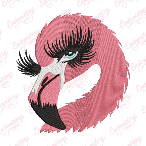 Flamingo Head Embroidery Design