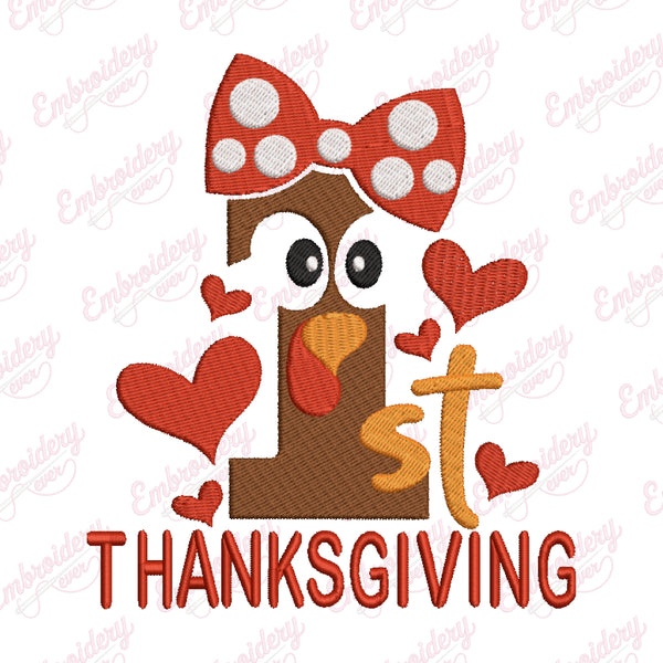 My 1st Girl Thanksgiving Embroidery Design