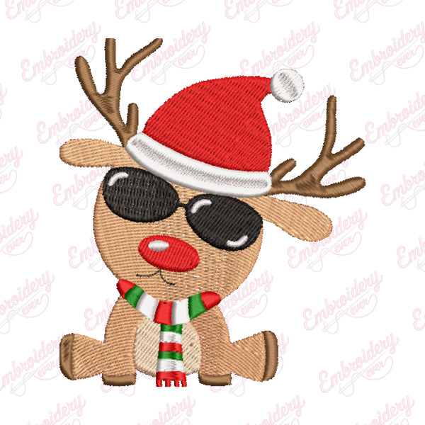 Cool Christmas Reindeer Embroidery Design