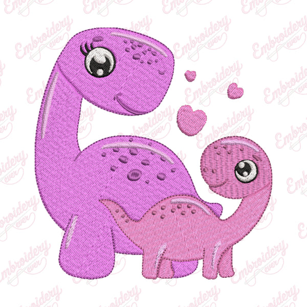 Pink Dinosaur Embroidery Design