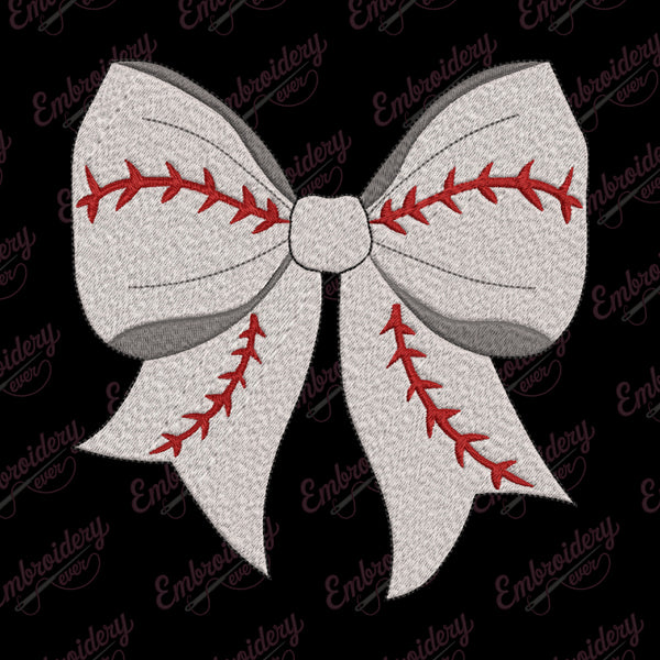 Baseball Coquette Bow Embroidery Design