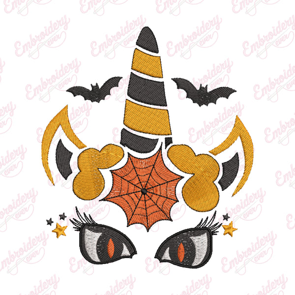 Halloween Unicorn Face Embroidery Design