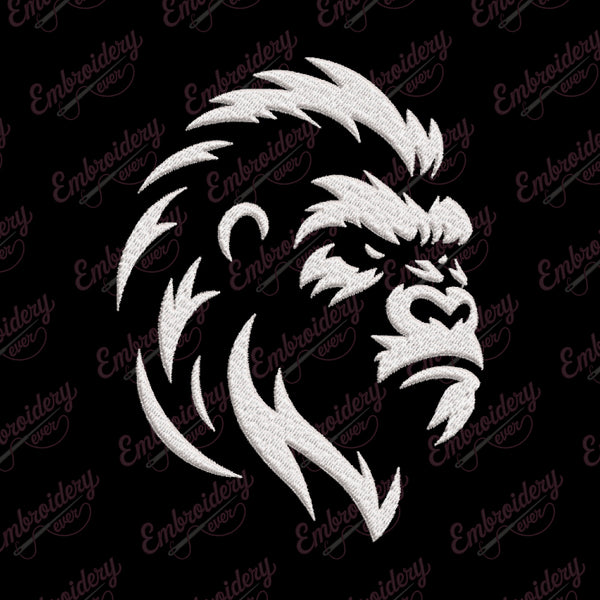 Gorilla Head Embroidery Design
