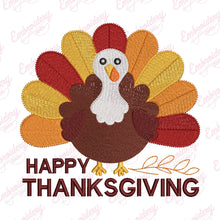 Cartoon Turkey Happy Thanksgiving Embroidery Design